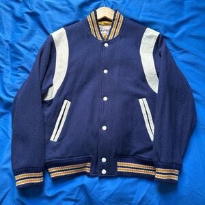 Men's Blue and White Varsity Jacket